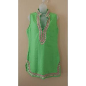 EUC Sail to Sable Green with pink ric-rac on neck and hem size 2